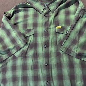 DIXXON Black and Green Plaid Casual Shirt